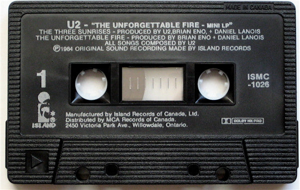 U2 - The Unforgettable Fire      Canadian Import Cassette - Mini LP