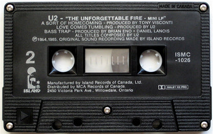 U2 - The Unforgettable Fire      Canadian Import Cassette - Mini LP