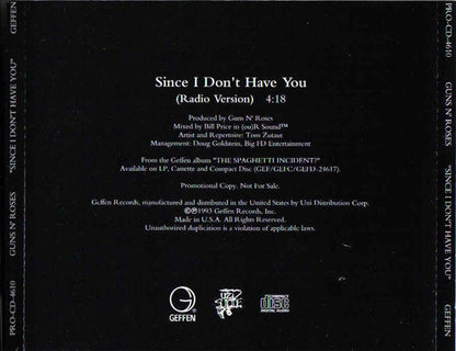 Guns-N-Roses - Since I Don't Have You  U.S. Promotional Only CD Single