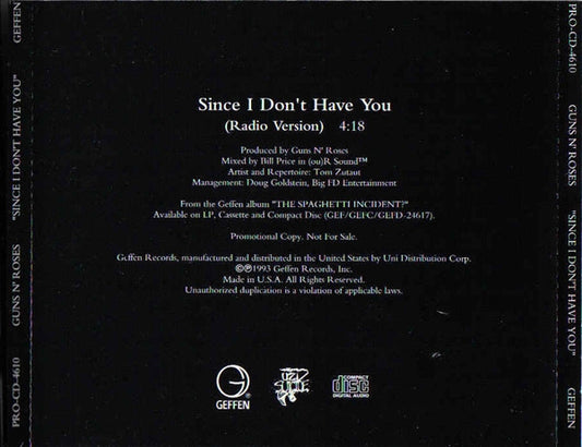 Guns-N-Roses - Since I Don't Have You  U.S. Promotional Only CD Single