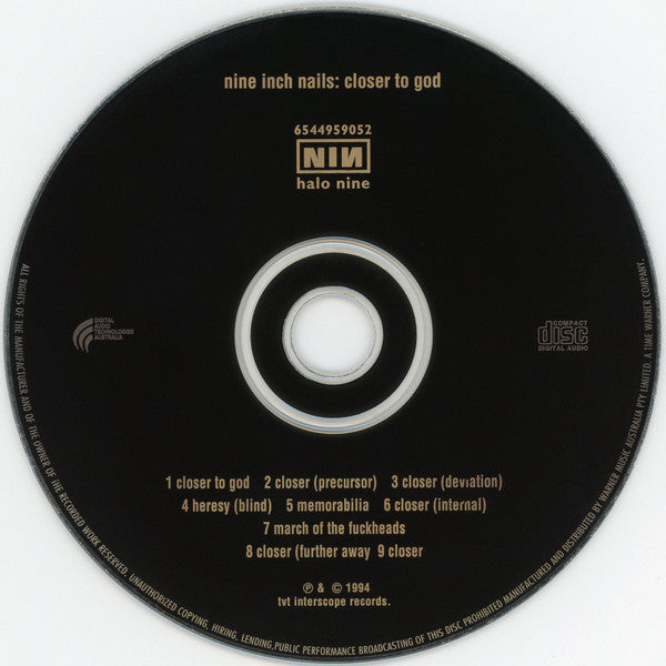 Nine Inch Nails - NIN - Closer To God - NINe Track Australia Import CD