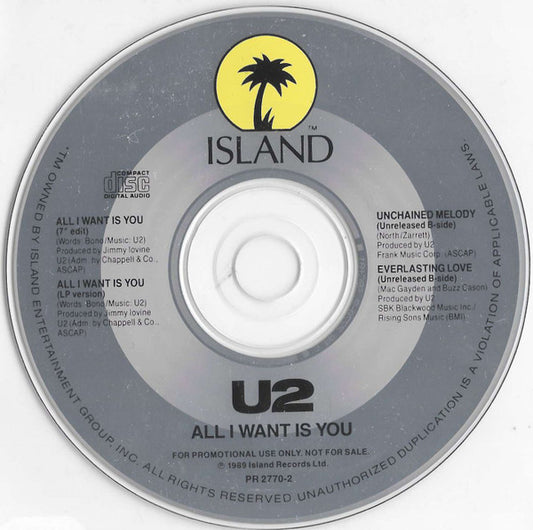 U2 - All I Want Is You   Rare 4-Track U.S. Promo Only CD