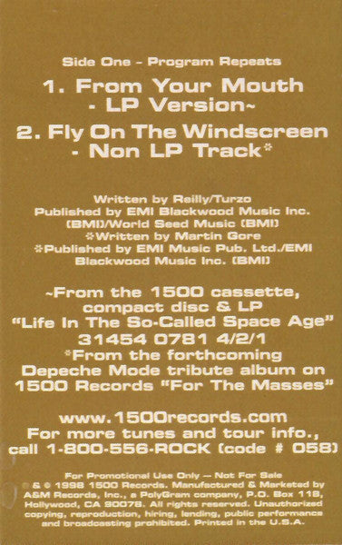 God Lives Underwater - From Your Mouth / Fly On The Windscreen   Promotional Cassette single