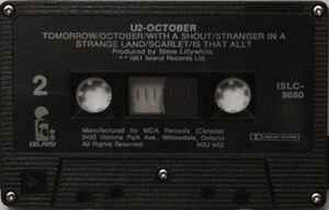 U2 - October   Canadian Import Cassette LP