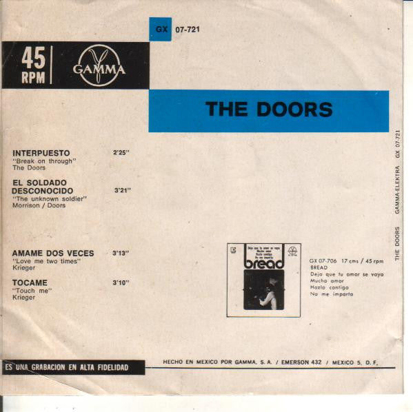 The Doors - 13       RARE Mexican 4-Track  7" EP