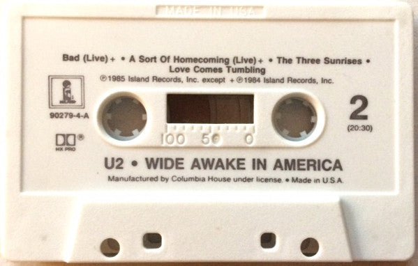 U2 - Wide Awake In America   U.S. Cassette LP   Columbia House Edition
