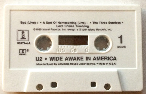 U2 - Wide Awake In America   U.S. Cassette LP   Columbia House Edition