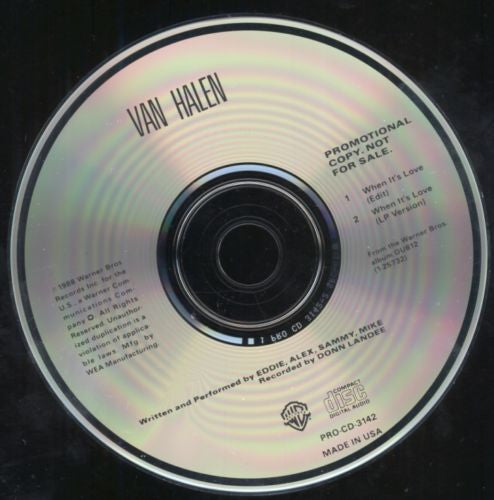 Van Halen - When It's Love   U.S. 2-Track Promo ONLY CD Single