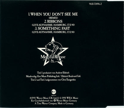 The Sisters Of Mercy - When You Don't See Me   European Import CD Single