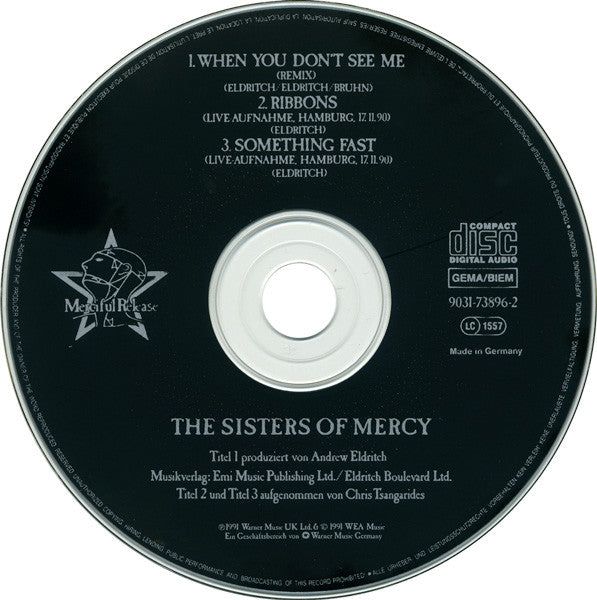 The Sisters Of Mercy - When You Don't See Me   European Import CD Single