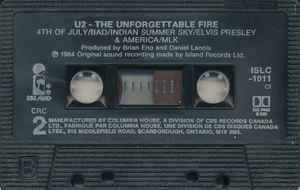 U2 - The Unforgettable Fire    Canadian Import Cassette LP Record Club Issue