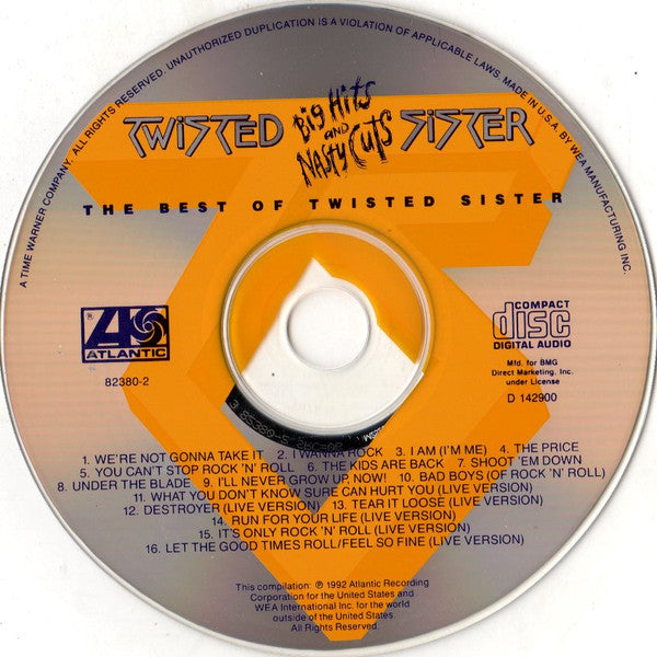 Twisted Sister - Big Hits & Nasty Cuts  U.S. CD LP  BMG Record Club Issue