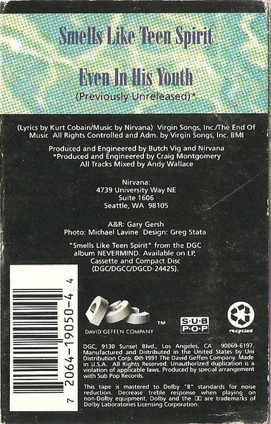 Nirvana - Smells Like Teen Spirit   U.S. Cassette Single