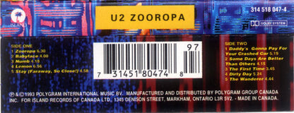 U2 - Zooropa   Canadian Import Cassette LP