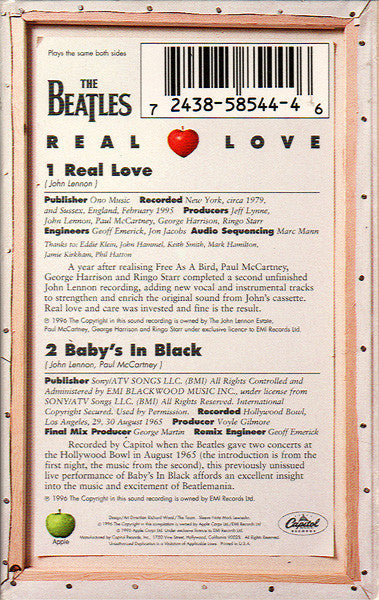 The Beatles - Real Love    U.S. Cassette Single