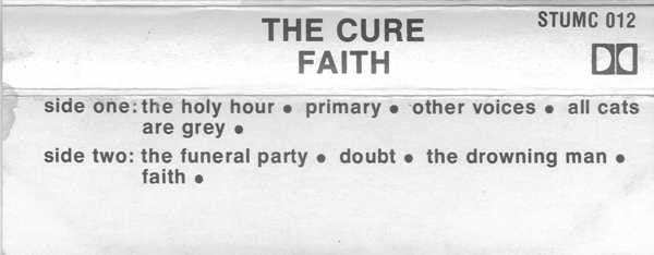 The Cure - Faith   Rare New Zealand Import Cassette LP