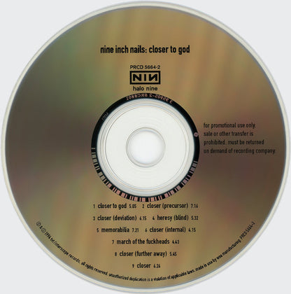 Nine Inch Nails - NIN - Closer To God - EXTREMELY RARE 9-Track Promotional CD