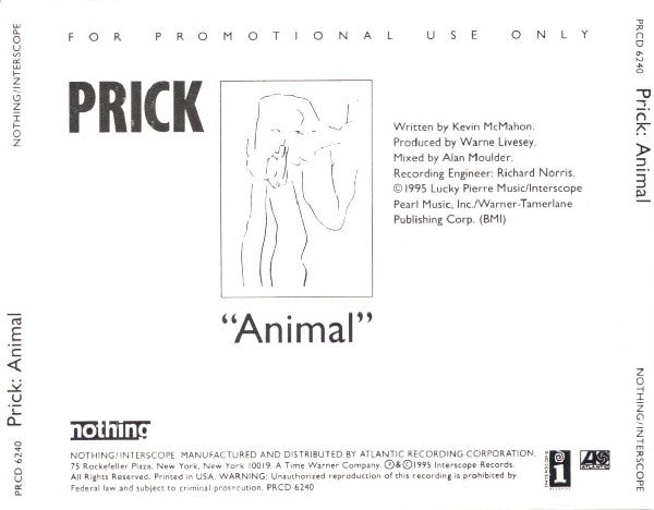 Prick - Animal - RARE Promotional only CD Single