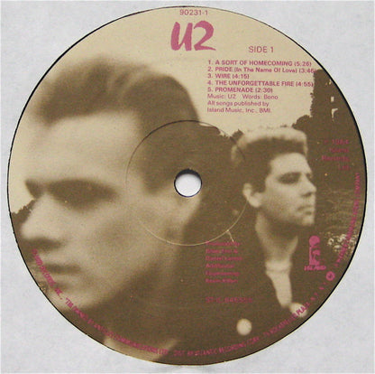 U2 - The Unforgettable Fire   U.S. LP EXCELLENT Condition