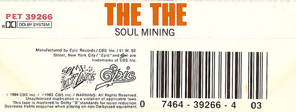 The The - Soul Mining  U.S. Cassette LP