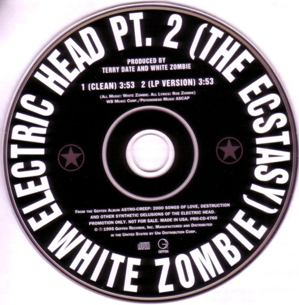 White Zombie - The Electric Head - Rare Promotional Only Cd - New / Sealed