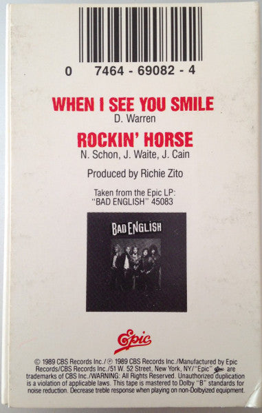 Bad English - When I see You Smile     U.S. Cassette Single