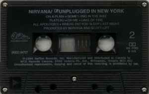 NIRVANA - Unplugged In New York   Canadian Cassette LP