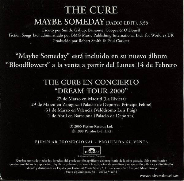 The Cure - Maybe Someday - RARE Spanish Promotion Only CD