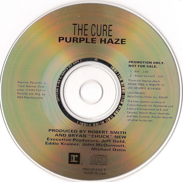 THE CURE - Purple Haze  RARE 2-Track Promo ONLY CD Single