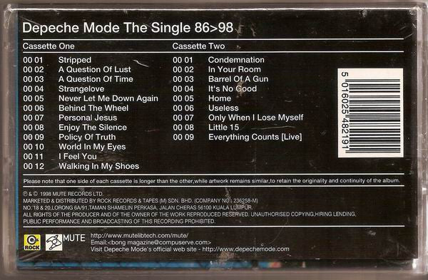 Depeche Mode - The Singles 86>98 - Rare Indonesian 2xCassette - New / Sealed