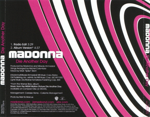 MADONNA - Die Another Day    U.S. 2-Track Promo Only CD Single