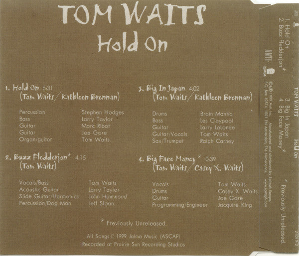 Tom Waits - Hold On       European Import  4-Track CD Single