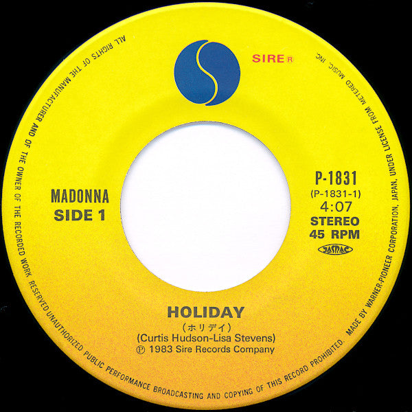 Madonna - Holiday      RARE Japanese Import 7" Single