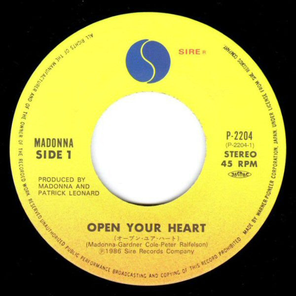 Madonna - Open Your Heart   Japanese Import 7" Single