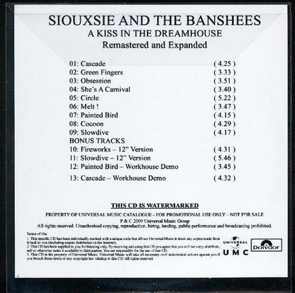 Siouxsie & The Banshees - A Kiss In The Dreamhouse  RARE U.K. Promotional CD LP