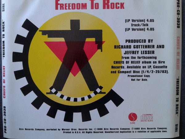 Chiefs Of Relief - Freedom To Rock   U.S. 3-Track Promo Only Cd Single