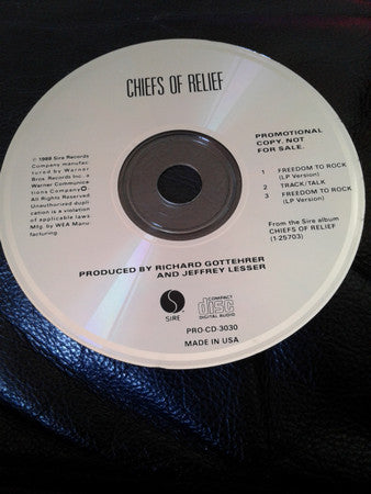 Chiefs Of Relief - Freedom To Rock   U.S. 3-Track Promo Only Cd Single