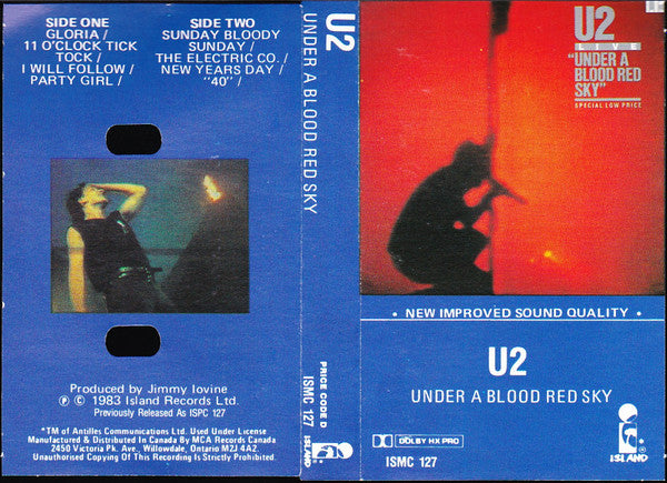 U2 - Under A Blood Red Sky   Canadian Import cassette LP