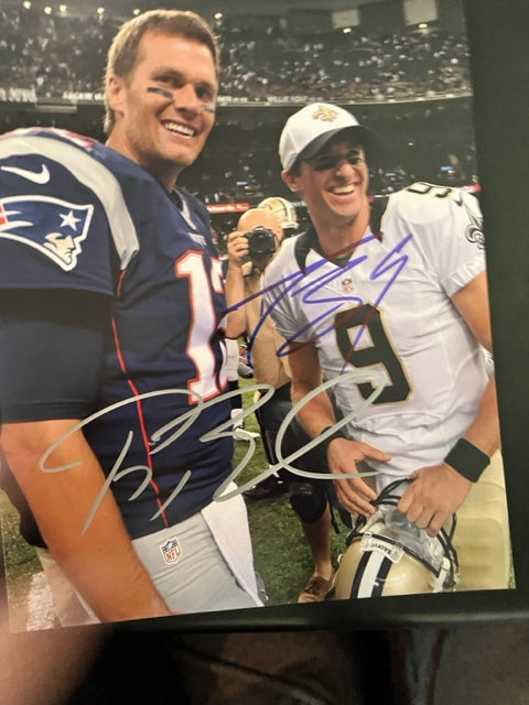 NFL Greats - Tom Brady - Drew Brees -  Hand Signed 8 x 10 Photo