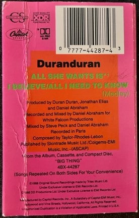 Duran Duran - All She Wants Is   U.S. Cassette Single