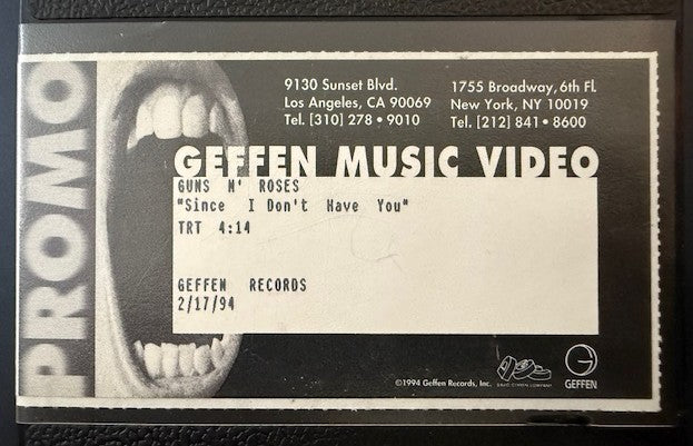Guns-N-Roses - Since I Don't Have You   RARE Promo Only VHS Video Single