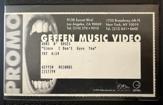 Guns-N-Roses - Since I Don't Have You   RARE Promo Only VHS Video Single