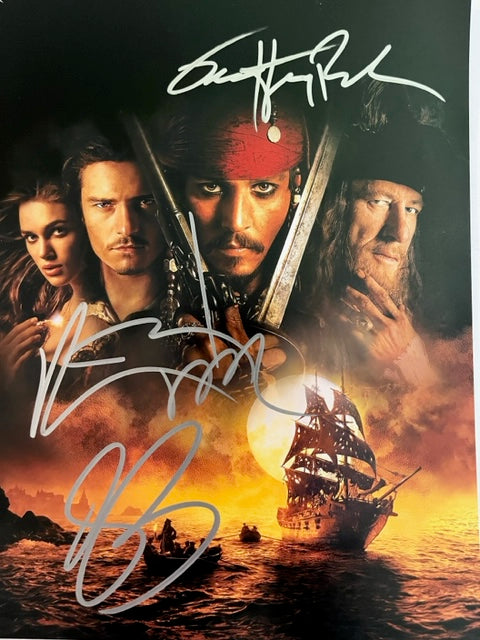 Pirates Of The Caribbean - Cast Signed 8 x 10 Photo  Depp - Knightley - Bloom - Rush