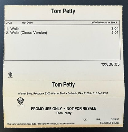 Tom Petty - Walls   Very Rare Promo Only Cassette Single