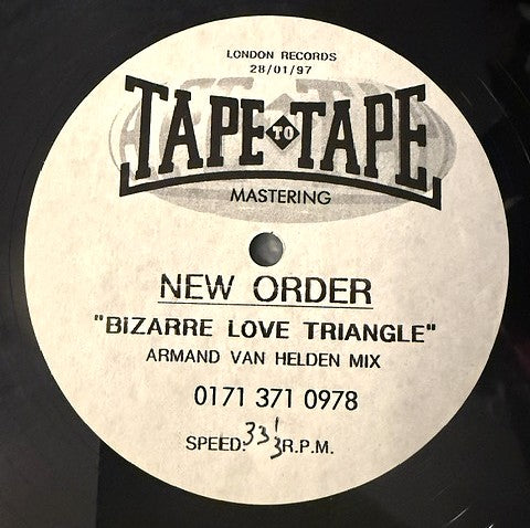 New Order - Bizarre Love Triangle U.K. 12" Studio Acetate