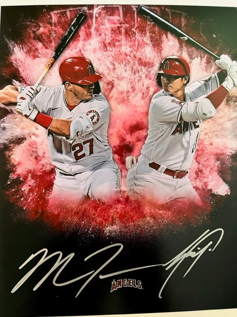 LA Angels Stars - Mike Trout & Shohei Ohtani - Hand Signed 8 x 10 Photo