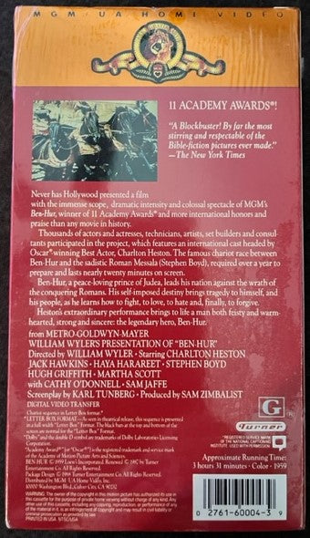 Ben-Hur - VHS 2x Videocassette   NEW / Factory Sealed