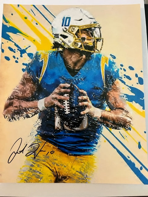 NFL Star - Justin Herbert - LA Chargers Quarterback - Hand Signed 8 x 10 Photo