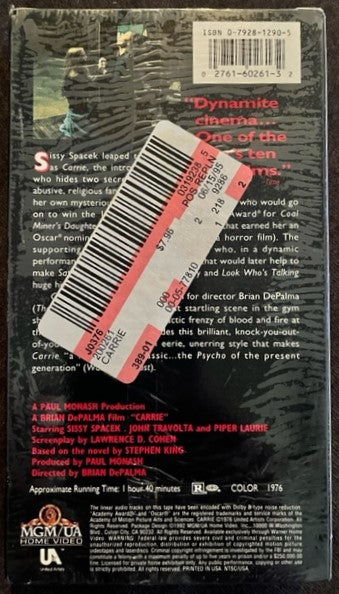 Carrie - VHS Videocassette    New / Sealed