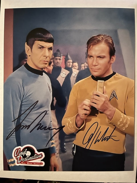 STAR TREK - Dr. Spock & Captain Kirk - Hand Signed 8 x 10 Photo by Nimoy & Shatner